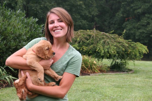 puppy with new owner